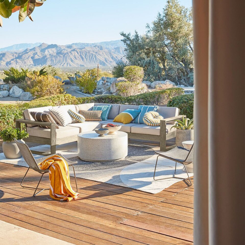 Terrazzo Drum Garden Coffee Table - Modern Outdoor Style | West Elm UK